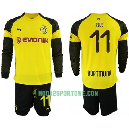 Koszulka Borussia Dortmund Reus 11 Dziecięcy Domowe Stroje Piłkarskie 2018/19 Długi Rękaw